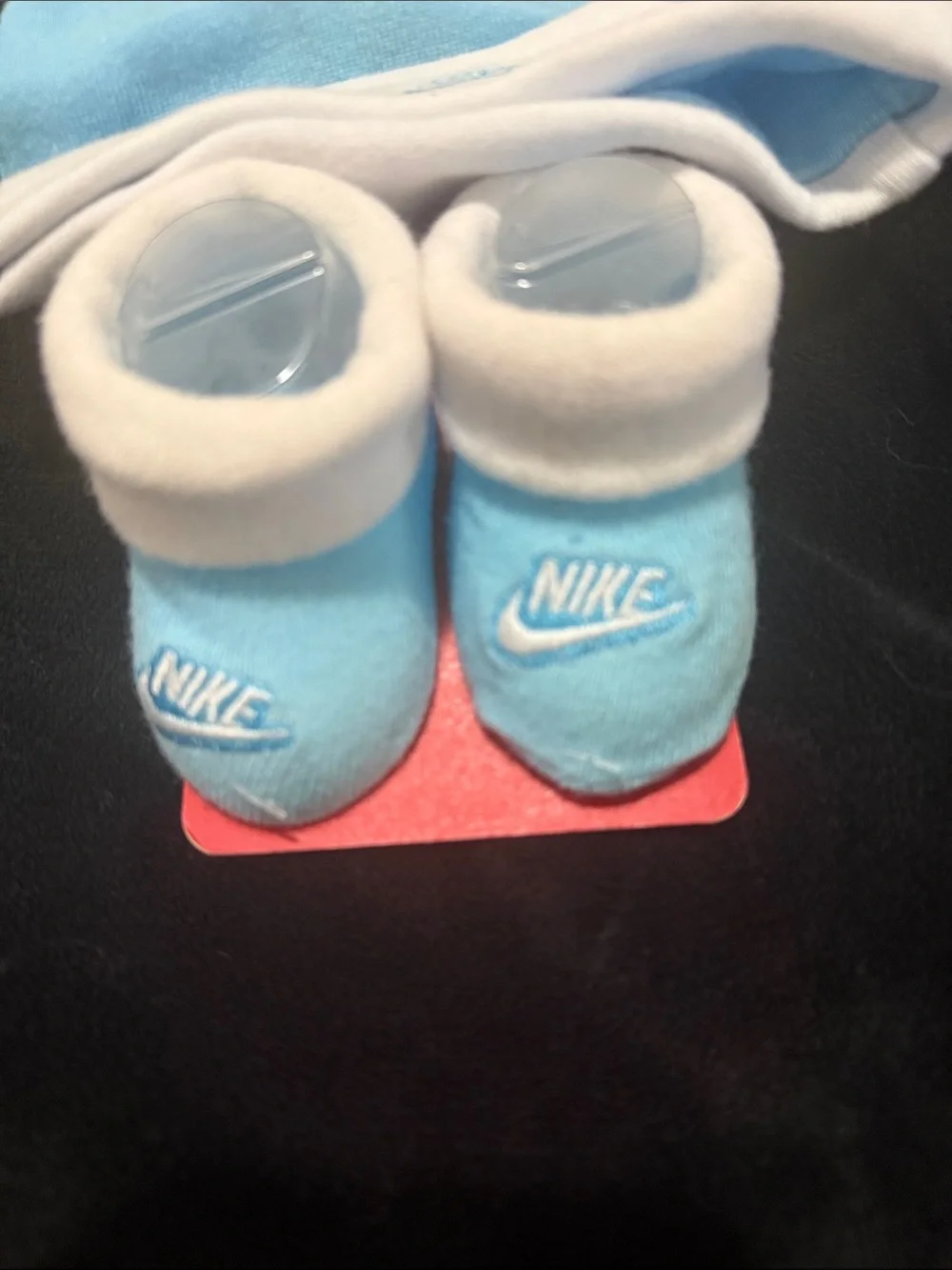 Nike Baby 2-Piece Hat & Booties Set in Light Blue and White - Picture 2 of 2
